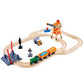 Hape Crossing & Crane Set – 32-Piece Wooden Railway Playset
