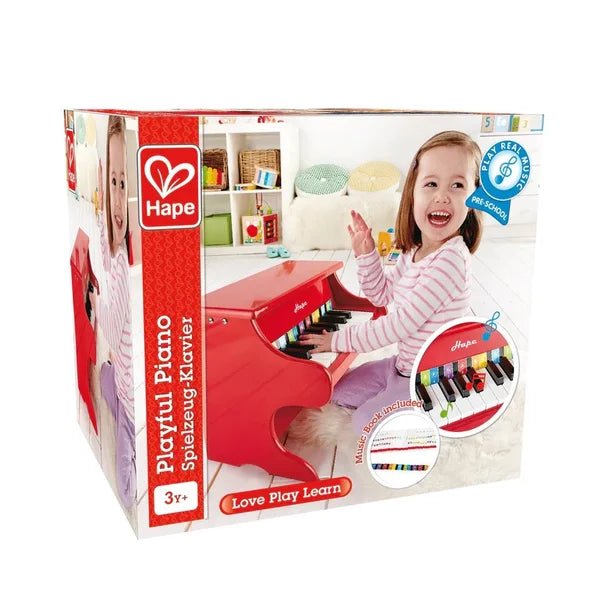 Hape Playful Piano – 18-Key Wooden Toy Piano (Red)