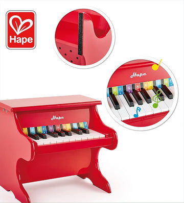 Hape Playful Piano – 18-Key Wooden Toy Piano (Red)