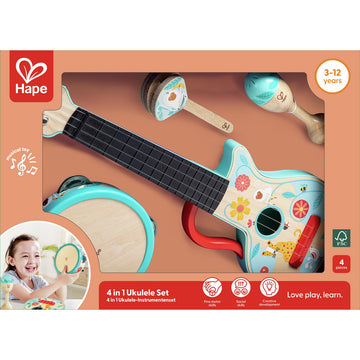 Hape 4-in-1 Ukulele Set – A Complete Musical Starter Kit for Kids