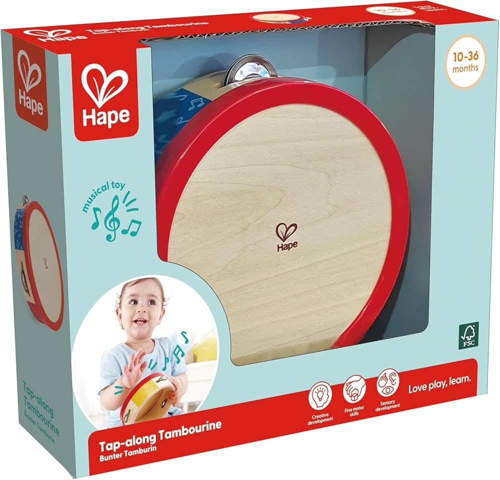 Tap-Along Tambourine – Wooden Musical Toy for Kids