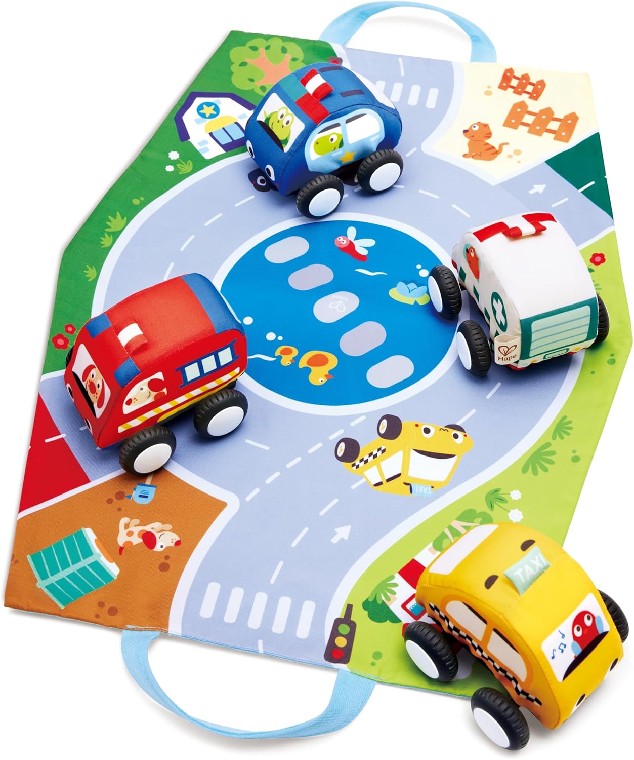 Hape Pull-Back Plush Car Set