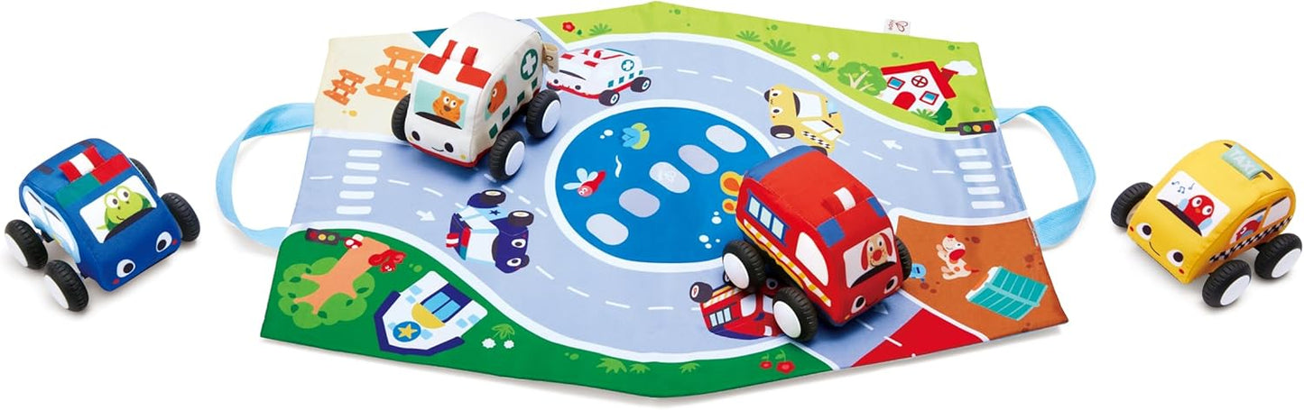 Hape Pull-Back Plush Car Set