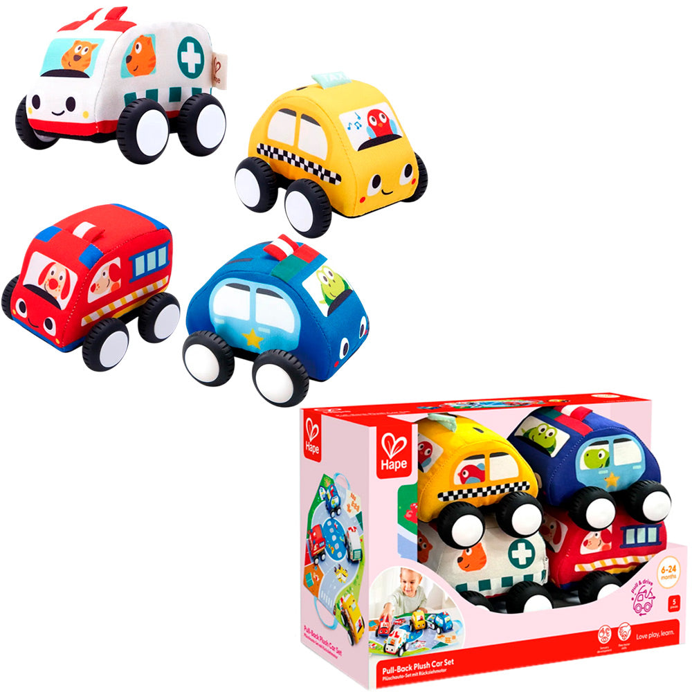 Hape Pull-Back Plush Car Set