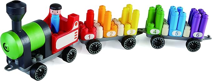 Hape PolyM Rainbow Counting Train Building Set – Learn, Build & Play