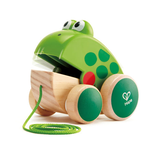 Hape Frog Pull-Along wooden toddler toy