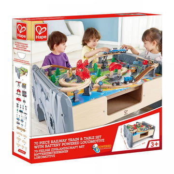 Hape 70-Piece Railway Train Table and Set